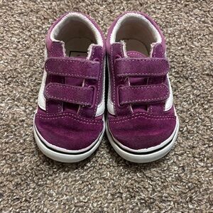 Vans Kids Purple and White Velcro Sneakers